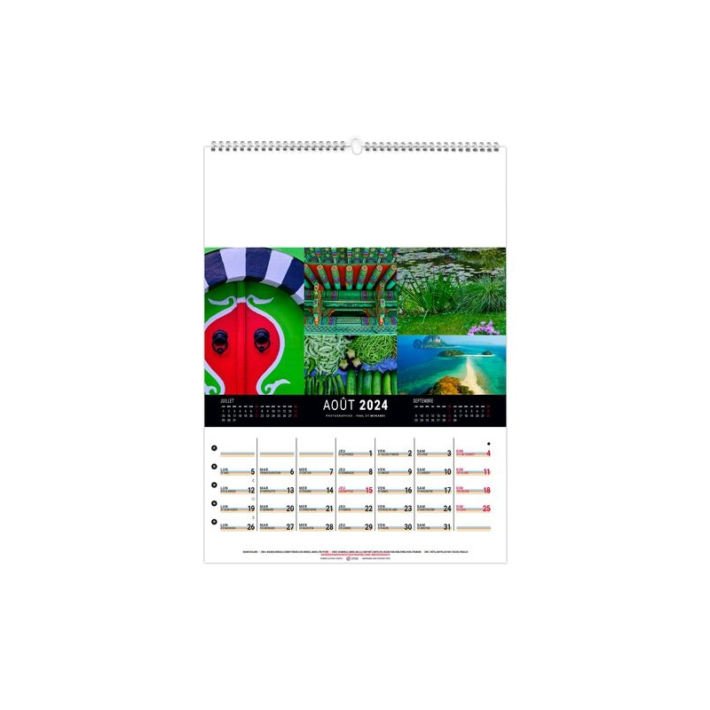 CALENDRIER MURAL COULEURS VOYAGE 2024